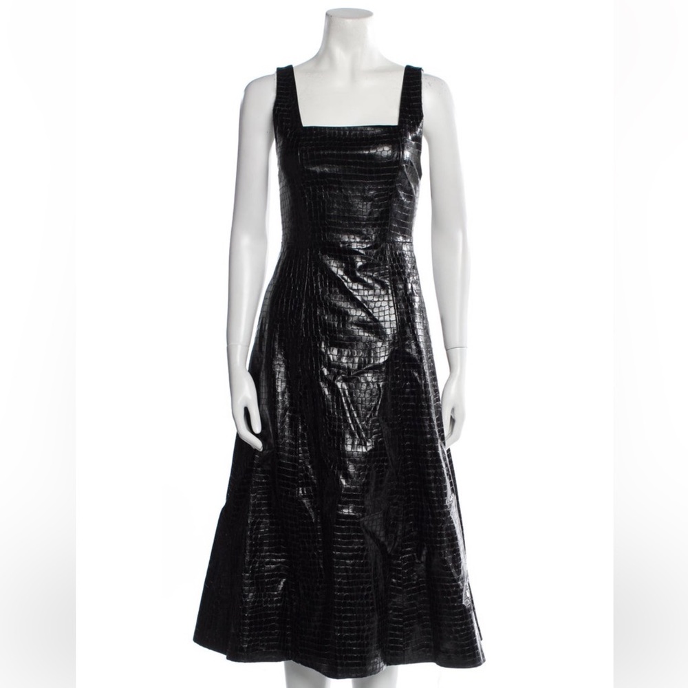 Alice + Olivia Faux Crocodile Print Vegan Leather Dress